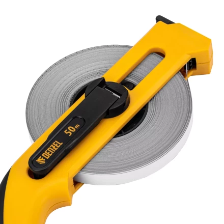 Рулетка геодезическая 50 м х 13 мм Denzel 31492, открытый корпус, металлическая лента купить в Ноябрьске