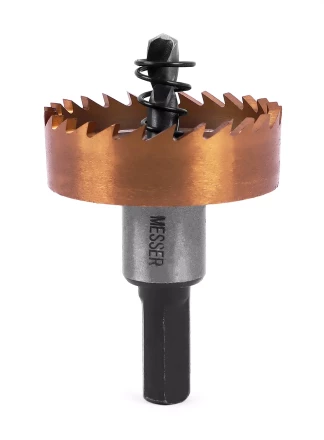 HSS-TiN коронка MESSER 38мм с центр. сверлом и толкающей пружиной для  лист. материала  до 2 мм ц/х купить в Ноябрьске