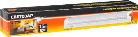 Светильник люминесцентный СВЕТОЗАР модель &quot;СЛУ-115&quot; с плафоном и выключателем, угловой, лампа Т8, 502x54x74мм, 15Вт SV-57587-15 купить в Ноябрьске