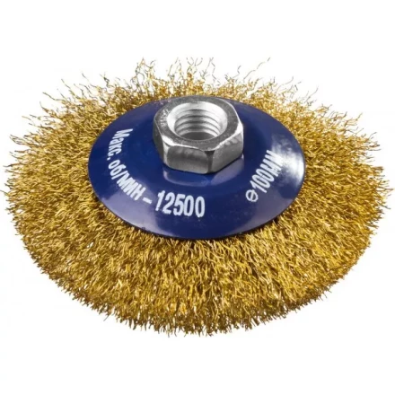 DEXX. Щетка коническая для УШМ, витая стальная латунированная проволока 0,3мм, 100ммхМ14 35105-100 купить в Ноябрьске