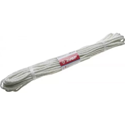 Фал ЗУБР капроновый, d=6,0 мм, 20 м, 650 кгс, 20,5 ктекс 50210-06 купить в Ноябрьске