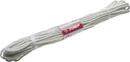 Фал ЗУБР капроновый, d=6,0 мм, 20 м, 650 кгс, 20,5 ктекс 50210-06 купить в Ноябрьске