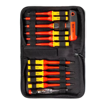 Диэлектрическая Т-образная отвертка КВТ VDE НИО-4412-Т со сменными битами, 12 шт. (87128) купить в Ноябрьске