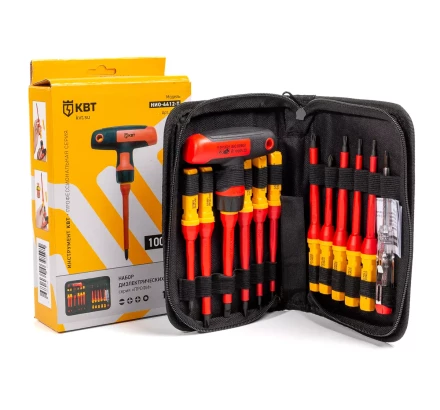 Диэлектрическая Т-образная отвертка КВТ VDE НИО-4412-Т со сменными битами, 12 шт. (87128) купить в Ноябрьске