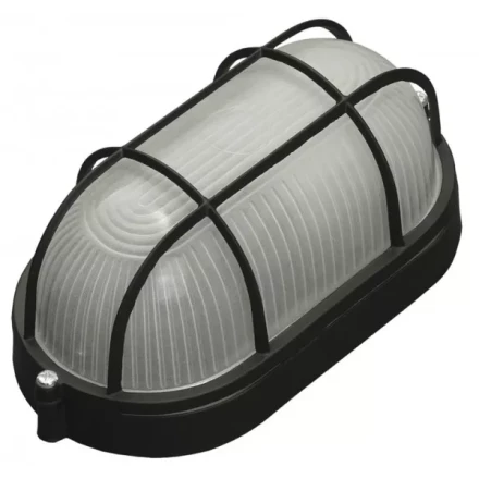 Светильник уличный СВЕТОЗАР влагозащищенный с решеткой, овал, цвет черный, 60Вт SV-57205-B купить в Ноябрьске