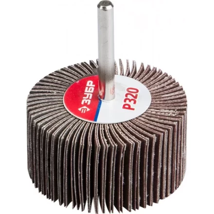 Круг шлифовальный ЗУБР &quot;МАСТЕР&quot; веерный лепестковый, на шпильке, тип КЛО, зерно-электрокорунд нормальный, P320, 30х60мм 36602-320 купить в Ноябрьске