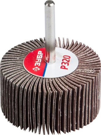 Круг шлифовальный ЗУБР &quot;МАСТЕР&quot; веерный лепестковый, на шпильке, тип КЛО, зерно-электрокорунд нормальный, P320, 30х60мм 36602-320 купить в Ноябрьске