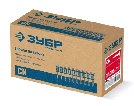 ЗУБР CN усиленные bullet point 32 х 3.05 мм, гвозди по бетону оцинкованные, 1000 шт (305387-32) купить в Ноябрьске