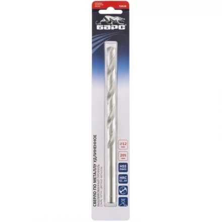 Сверло спиральное по металлу 12 x 205 мм Р6М5 удлиненное БАРС 718120 купить в Ноябрьске