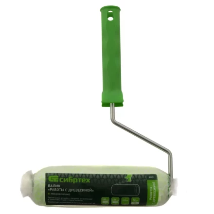 Валик &quot;Работы с древесиной&quot;, 180 мм, ворс 12 мм, D - 36 мм, D ручки - 6 мм, микроволокно Сибртех 80251 купить в Ноябрьске