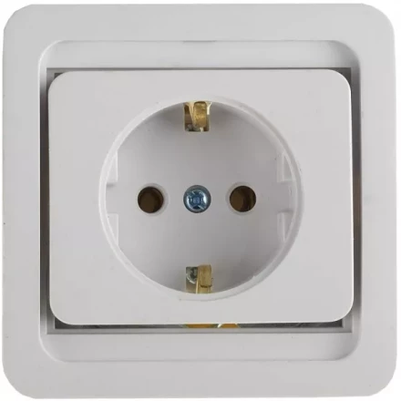 Розетка СВЕТОЗАР &quot;ГАММА&quot; одинарная, с заземлением, цвет белый, 16А/~250В SV-54105-W купить в Ноябрьске
