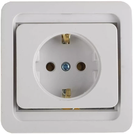 Розетка СВЕТОЗАР &quot;ГАММА&quot; одинарная, с заземлением, цвет белый, 16А/~250В SV-54105-W купить в Ноябрьске