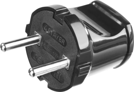 Вилка MAXElectro электрическая, 6А/220В, черная, STAYER 55150-B купить в Ноябрьске