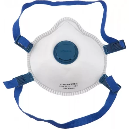 Полумаска фильтрующая STAYER &quot;PROFI&quot; коническая, с клапаном, многослойная, класс защиты FFP3 11110-3 купить в Ноябрьске