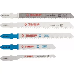 Набор ЗУБР "ЭКСПЕРТ" Полотна для эл/лобзика, по дереву, металлу, цветному металлу, EU-хвост., пласт. бокс,10шт 15581-H10