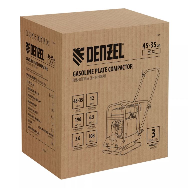 Виброплита бензиновая Denzel VC-12, 12 кН, 45*35 см, 196 см3 купить в Ноябрьске