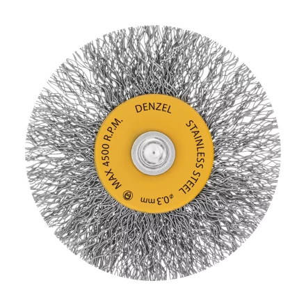 Щетка для дрели, 60 мм, Плоская, со шпилькой, нержавеющая витая проволока Denzel 744463 купить в Ноябрьске