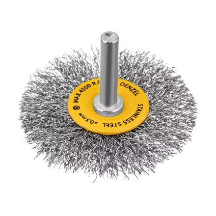 Щетка для дрели, 60 мм, Плоская, со шпилькой, нержавеющая витая проволока Denzel 744463 купить в Ноябрьске