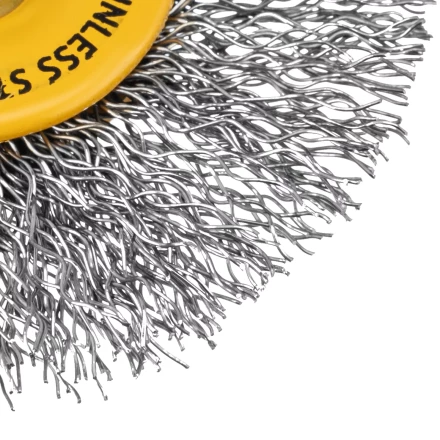 Щетка для дрели, 60 мм, Плоская, со шпилькой, нержавеющая витая проволока Denzel 744463 купить в Ноябрьске