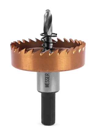 HSS-TiN коронка MESSER 42мм с центр. сверлом и толкающей пружиной для  лист. материала  до 2 мм ц/х купить в Ноябрьске