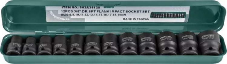Набор головок торцевых ударных 3/8"DR 8-19мм  Jonnesway S03A3112S 12предметов 48505 купить в Ноябрьске