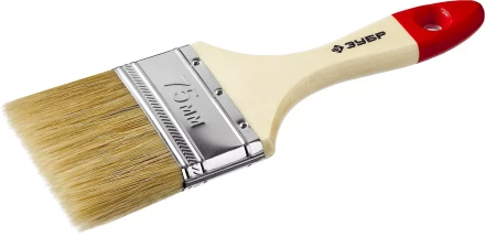 Кисть плоская  ЗУБР &quot;УНИВЕРСАЛ-МАСТЕР&quot;, натуральная щетина, деревянная ручка, 75мм 4-01003-075 купить в Ноябрьске