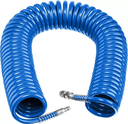 ЗУБР 20 м, 8 х 12 мм, 15 бар, воздушный спиральный шланг с фитингами рапид, Профессионал (6472-20) купить в Ноябрьске