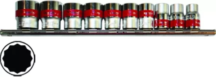 Набор торцевых головок, 3/8&quot;, 12-ти гр., CrV, 10шт., 9-19мм MATRIX 13595 купить в Ноябрьске