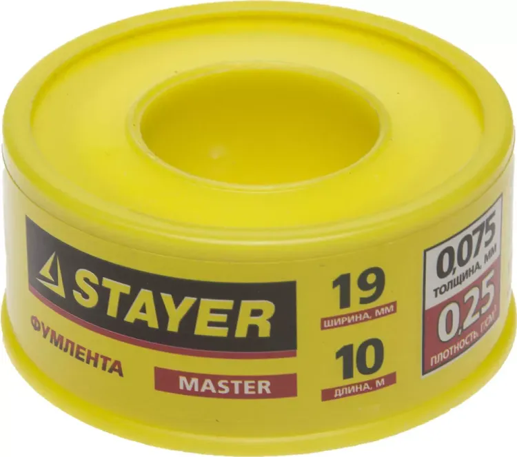 Фумлента STAYER "MASTER", плотность 0,25 г/см3, 0,075ммх19ммх10м 12360-19-025 купить в Ноябрьске
