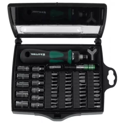 Отвертка KRAFTOOL "EXPERT", реверсивная, с битами, 55шт 25554-H55