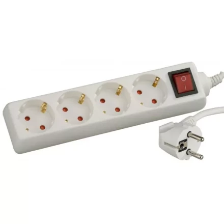 Удлинитель СВЕТОЗАР электрический с заземлением, выключателем, с защитными шторками, евро, 4 гнезда,2м SV-55045-2 купить в Ноябрьске