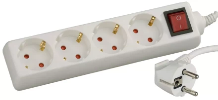 Удлинитель СВЕТОЗАР электрический с заземлением, выключателем, с защитными шторками, евро, 4 гнезда,2м SV-55045-2 купить в Ноябрьске