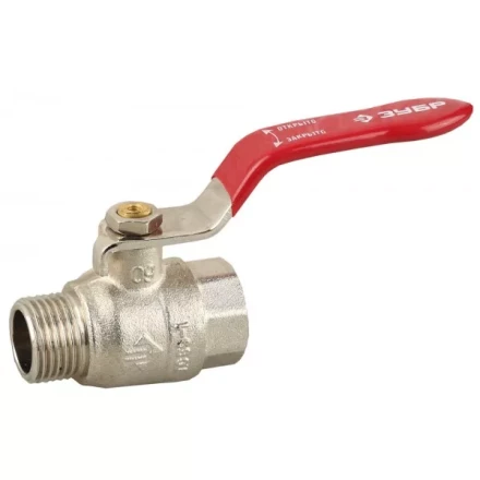 Кран ЗУБР шаровой 1/2&quot; полнопроходной &quot;мама-папа&quot;, ручка, никелированная латунь 51351-N-1/2 купить в Ноябрьске