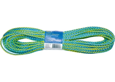Шнур вязаный полипропиленовый с сердечником &quot;Радуга&quot; 8 мм L 20 м 140-150 кгс СИБРТЕХ 93955 купить в Ноябрьске