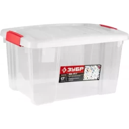 Ящик ЗУБР "МАСТЕР" пластиковый со съемной крышкой, 440x290x255мм (17") 38183-17