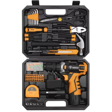 Дрель аккумуляторная DKCD12FU-Li DEKO + набор 104 инструмента для дома, 063-4117 купить в Ноябрьске