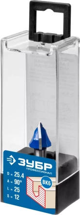 ЗУБР 25.4 x 25 мм, угол 90° мм, фреза пазовая галтельная V-образная, Профессионал (28752-25.4) купить в Ноябрьске