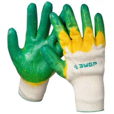 Перчатки ЗУБР &quot;МAСTEP&quot; трикотажные, х/б, двойная обливная ладонь из латекса, S-M 11459-S купить в Ноябрьске