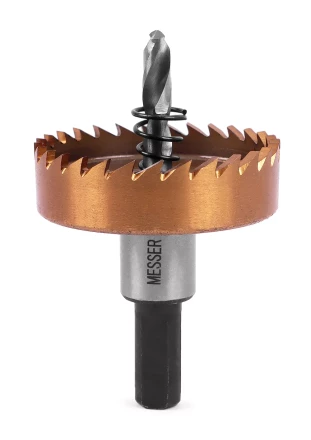 HSS-TiN коронка MESSER 48мм с центр. сверлом и толкающей пружиной для  лист. материала  до 2 мм ц/х купить в Ноябрьске