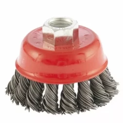 Щетка для УШМ, 65 мм, М14, &quot;чашка&quot;, крученая металлическая проволока  MATRIX 74620