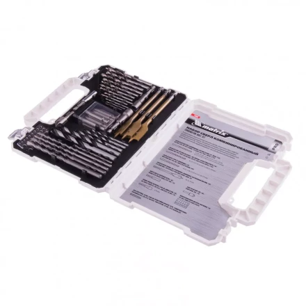 Набор сверл комбинированный по металлу 1-6,5 мм бетону 4-8 мм дереву 4-10 мм перки биты 20 шт адаптер головки 2 шт зенковка 50 предметов Pro Matrix 725650 купить в Ноябрьске