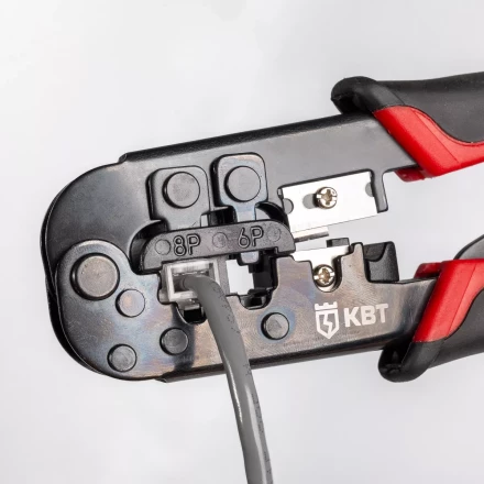 Кримпер многофункциональный КВТ JT-02 с 2 встроенными модулями для обжима RJ-45, RJ-12, RJ-11 (84626) купить в Ноябрьске