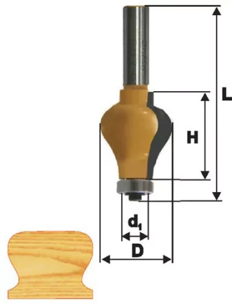 Фреза кромочная фигурная Ф32Х38 мм хвостовик 12 мм 46416 купить в Ноябрьске