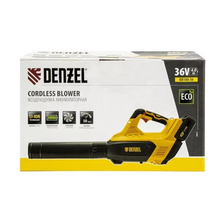 Воздуходувка аккумуляторная RB180-36, Li-ion, 36 В, 4 Ач, 180 км/ч, 820 м3/ч Denzel 59610 купить в Ноябрьске