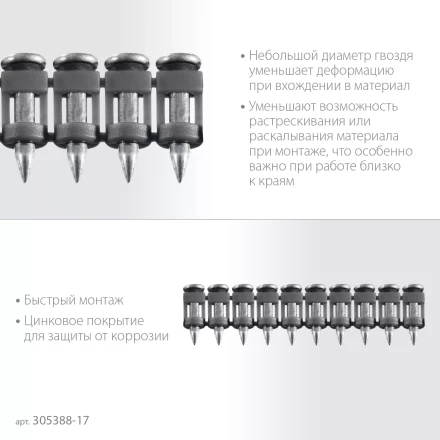 ЗУБР CN 17 х 2.7 мм, гвозди по бетону оцинкованные, 1000 шт (305388-17) купить в Ноябрьске