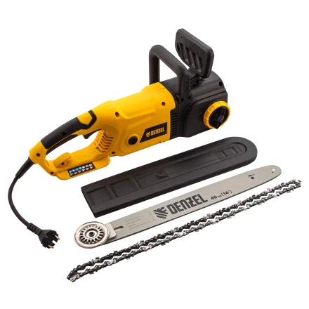 Пила цепная электрическая Denzel EDS-2000, 2 кВт,продольная, шина 40 см, шаг 3/8, паз 1.3 мм, 56 звеньев 95618 купить в Ноябрьске