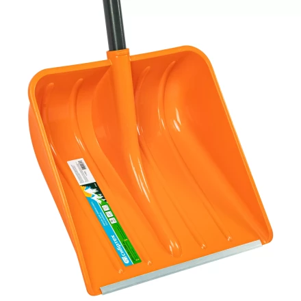 Лопата для уборки снега пластиковая Сибртех, 400х405х1380 мм, стальной черенок, усиленная 61666 купить в Ноябрьске