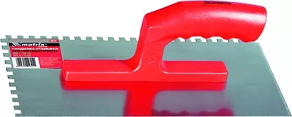 Гладилка стальная 280 х 130 мм зеркальная полировка пластмас. ручка зуб 6 х 6 мм  MATRIX 86775 купить в Ноябрьске