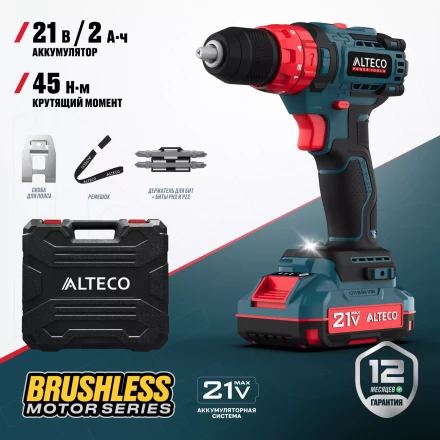 Бесщеточная аккумуляторная ударная дрель-шуруповерт ALTECO CID 21-45 BL 71409 купить в Ноябрьске