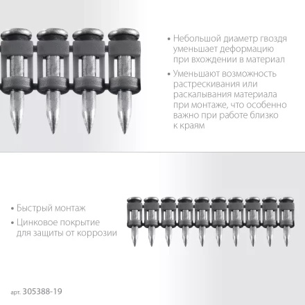 ЗУБР CN 19 х 2.7 мм, гвозди по бетону оцинкованные, 1000 шт (305388-19) купить в Ноябрьске